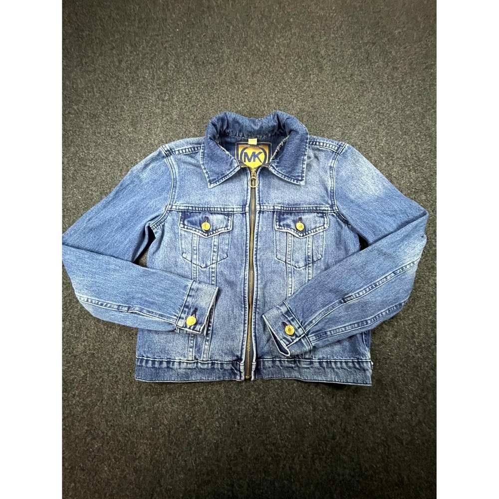 Vintage Michael Kors Denim Jacket Womens S Blue Cotton Outdoor Full Zip Collared